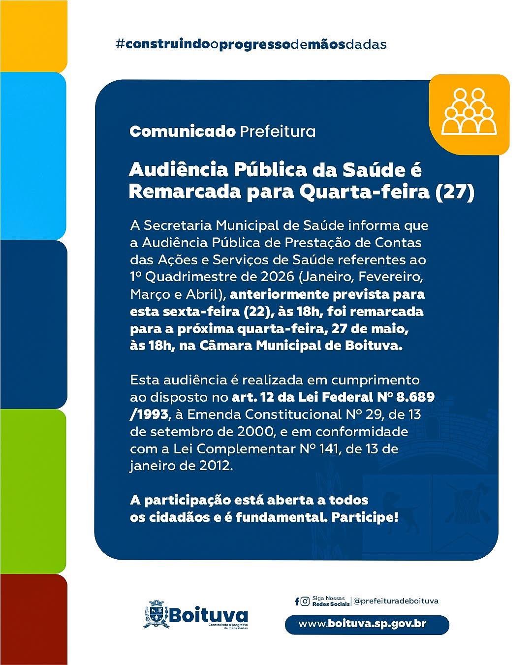AUDIÊNCIA PÚBLICA DA SAÚDE COM NOVA DATA